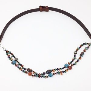 CHICO'S Leather Multi-Strand Beaded Waist Belt